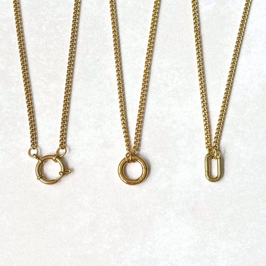 Gold Curb Charm Necklace