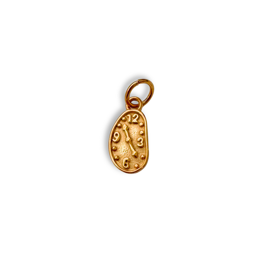 Gold Distorted Clock Charm