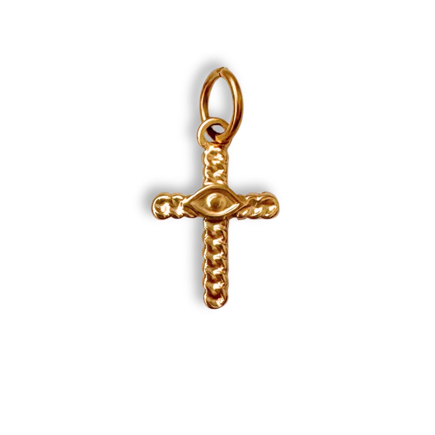 Gold Evil Eye Cross Charm