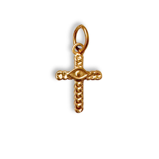 Gold Evil Eye Cross Charm