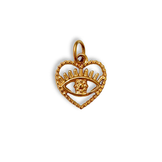 Gold Eye In Heart Charm
