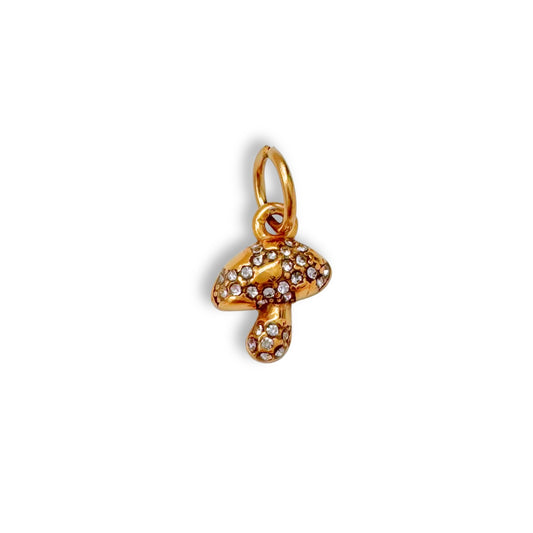 Gold Tiny Jewel Mushroom Charm