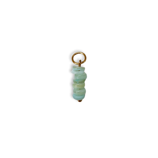 Mint Green Beaded Charm - Gold