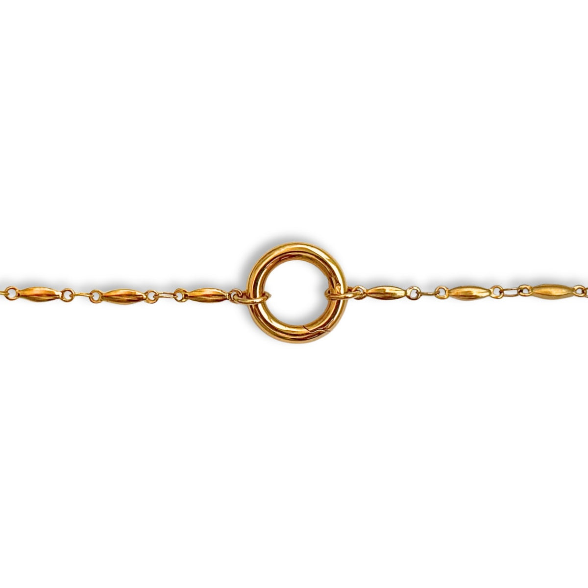 Gold Oval Link Round Charm Bracelet