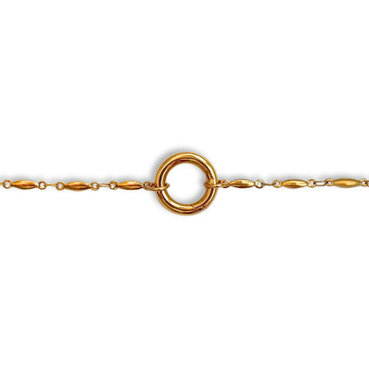 Gold Oval Link Round Charm Bracelet