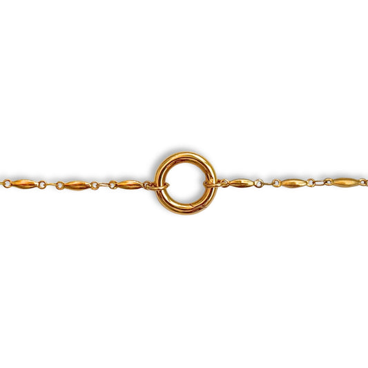 Gold Oval Link Round Charm Bracelet