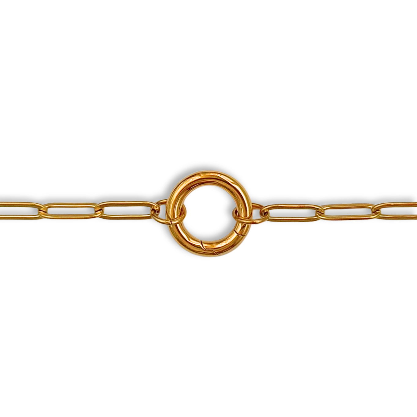Gold Paperclip Round Charm Bracelet