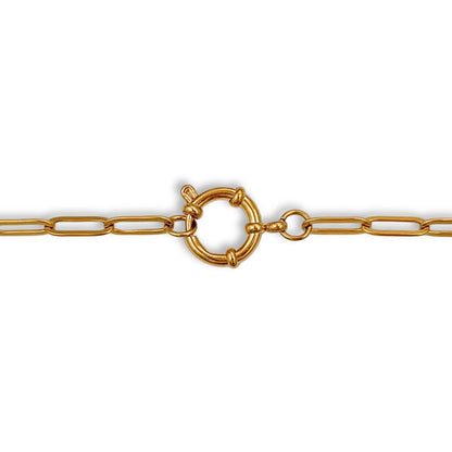 Gold Paperclip Sailor Charm Bracelet