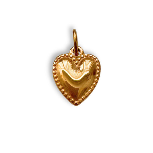 Gold Puff Heart Charm