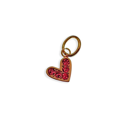 Gold Red Jewel Heart Charm