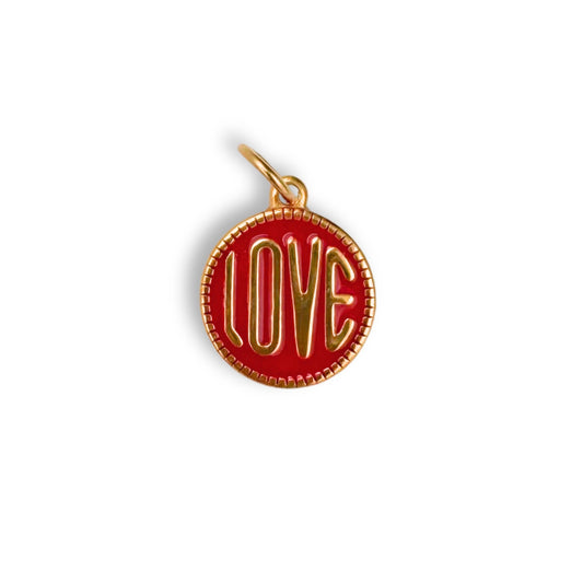 Red Love Coin Charm - Gold