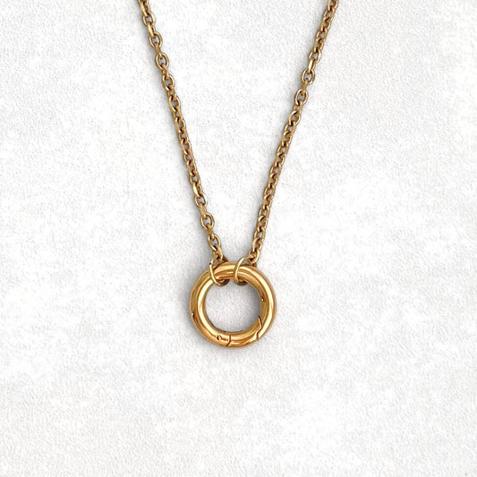 Gold Rolo Round Charm Necklace