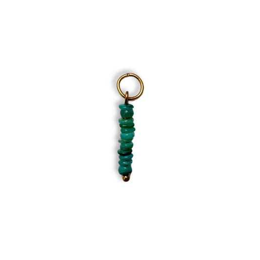 Sea Green Beaded Charm - Gold