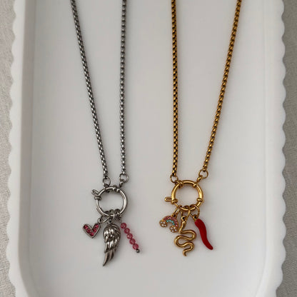 Silver Box Link Sailor Charm Necklace