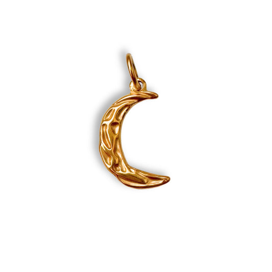Gold Textured Moon Charm
