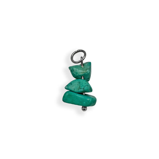 Green Stone Charm - Silver