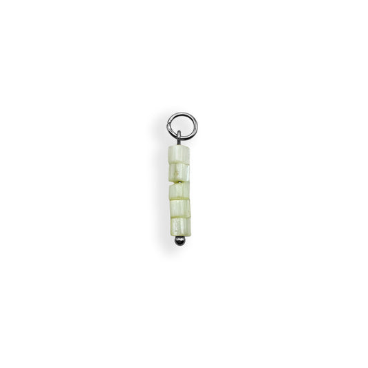 Green Beaded Charm - Silver