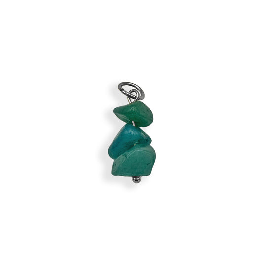 Emerald Green Stone Charm - Silver