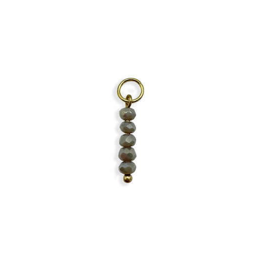 Dark Grey Beaded Charm - Gold