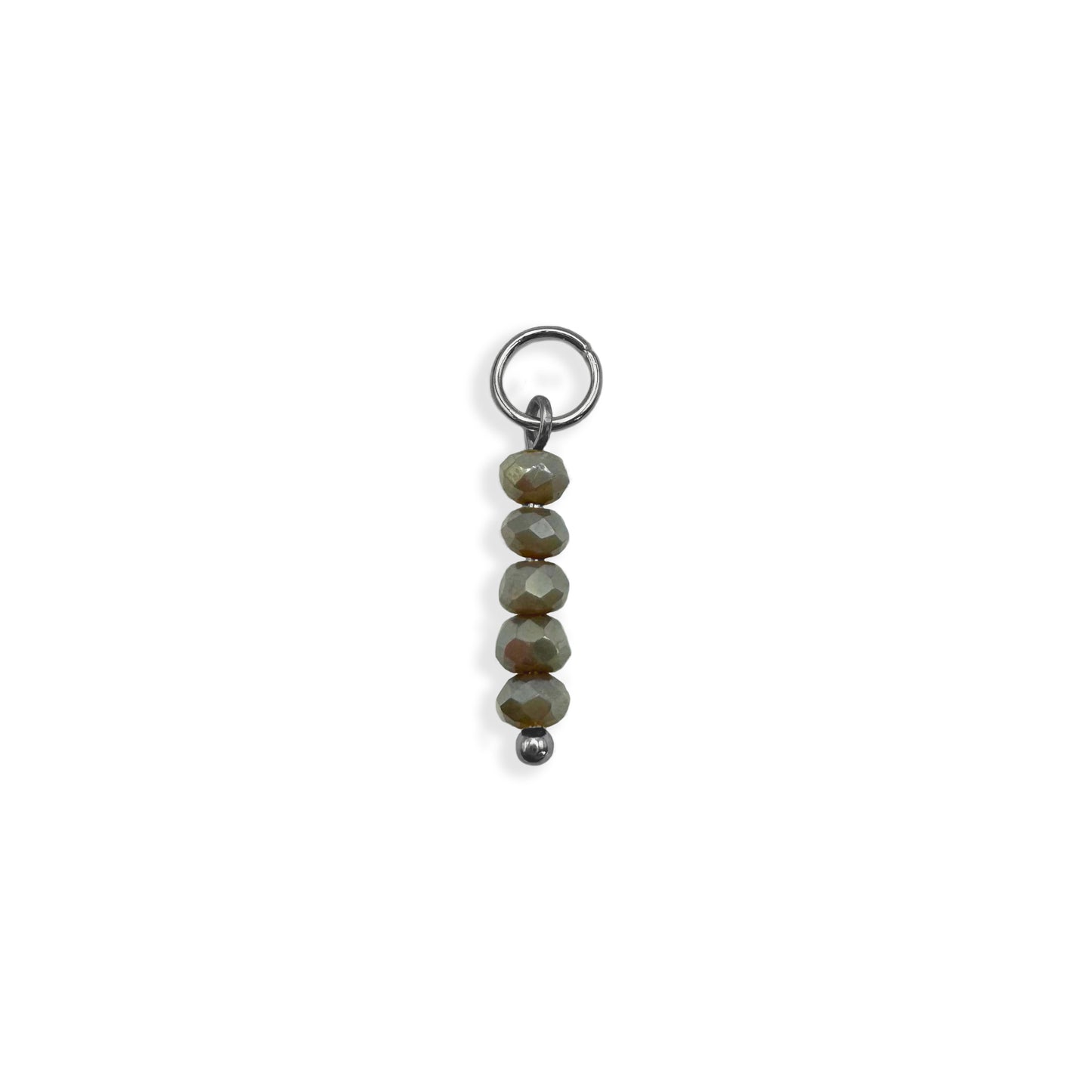 Dark Grey Beaded Charm - Silver