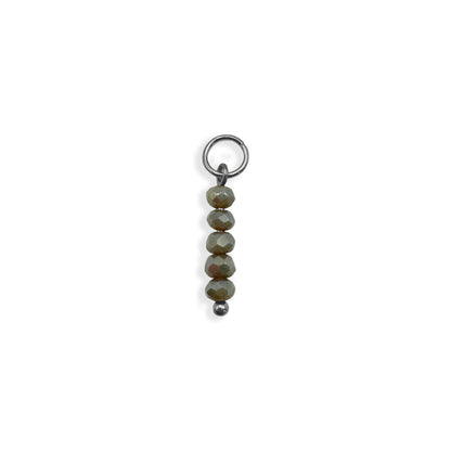 Dark Grey Beaded Charm - Silver