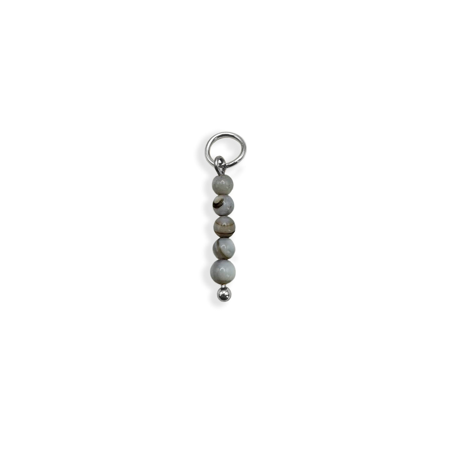 Grey Pearl Beaded Charm - Silver