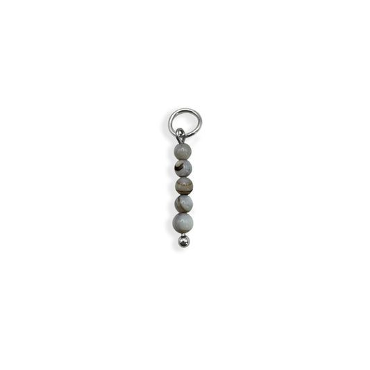 Grey Pearl Beaded Charm - Silver