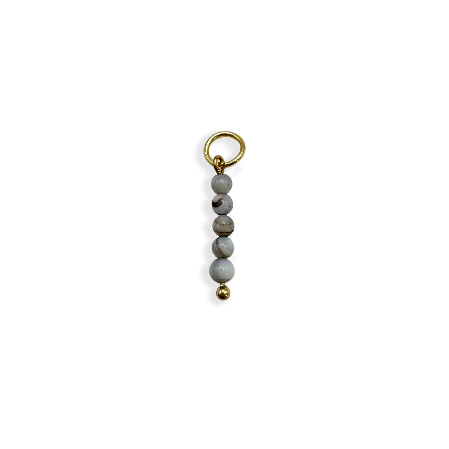 Grey Pearl Beaded Charm - Gold