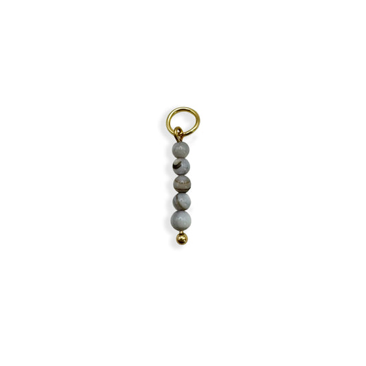 Grey Pearl Beaded Charm - Gold