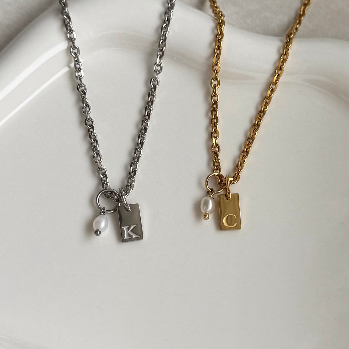 Mini Tag Initial Charm - Gold