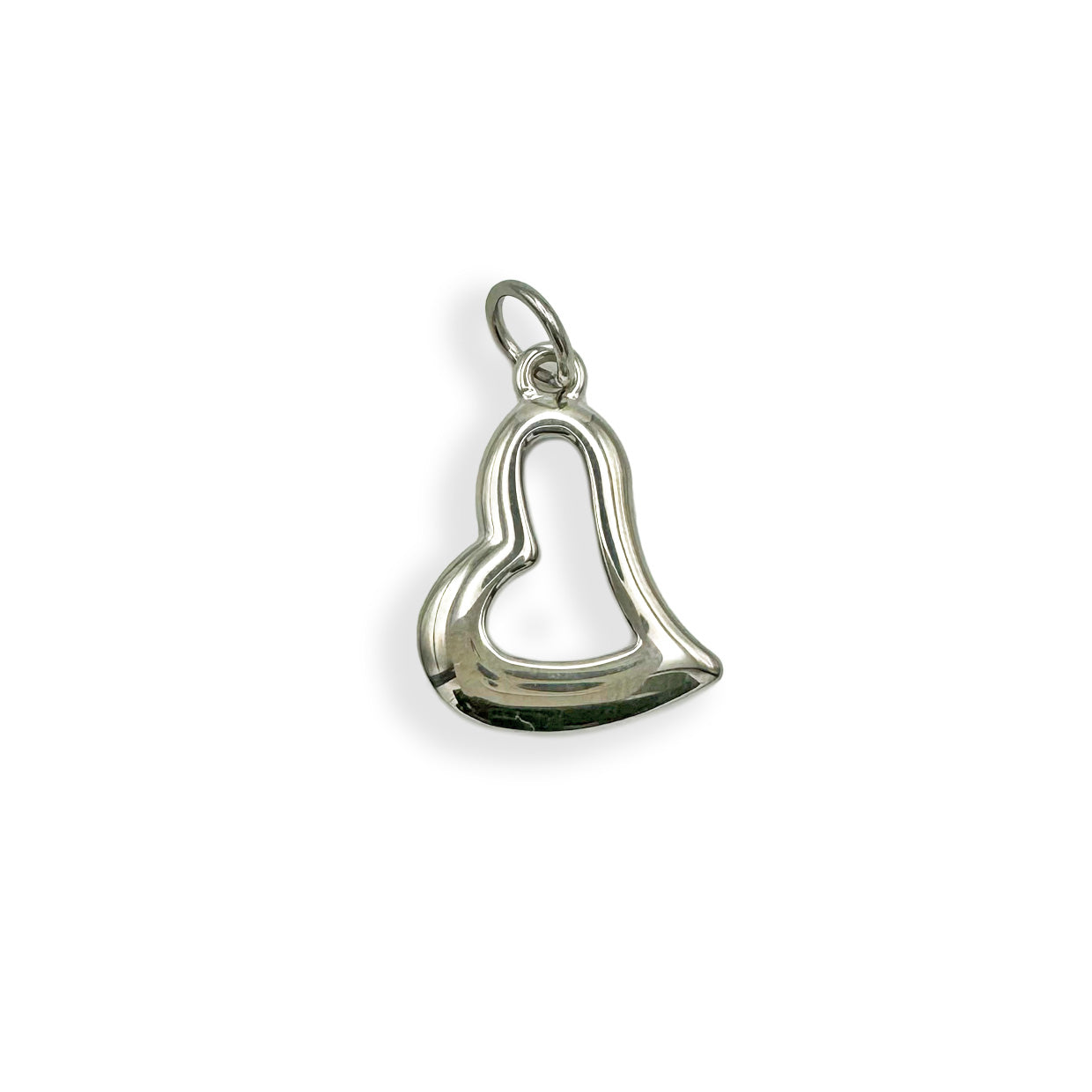 Silver Asymmetric Heart Charm