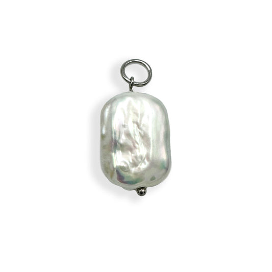 Large Pearl Charm - Silver