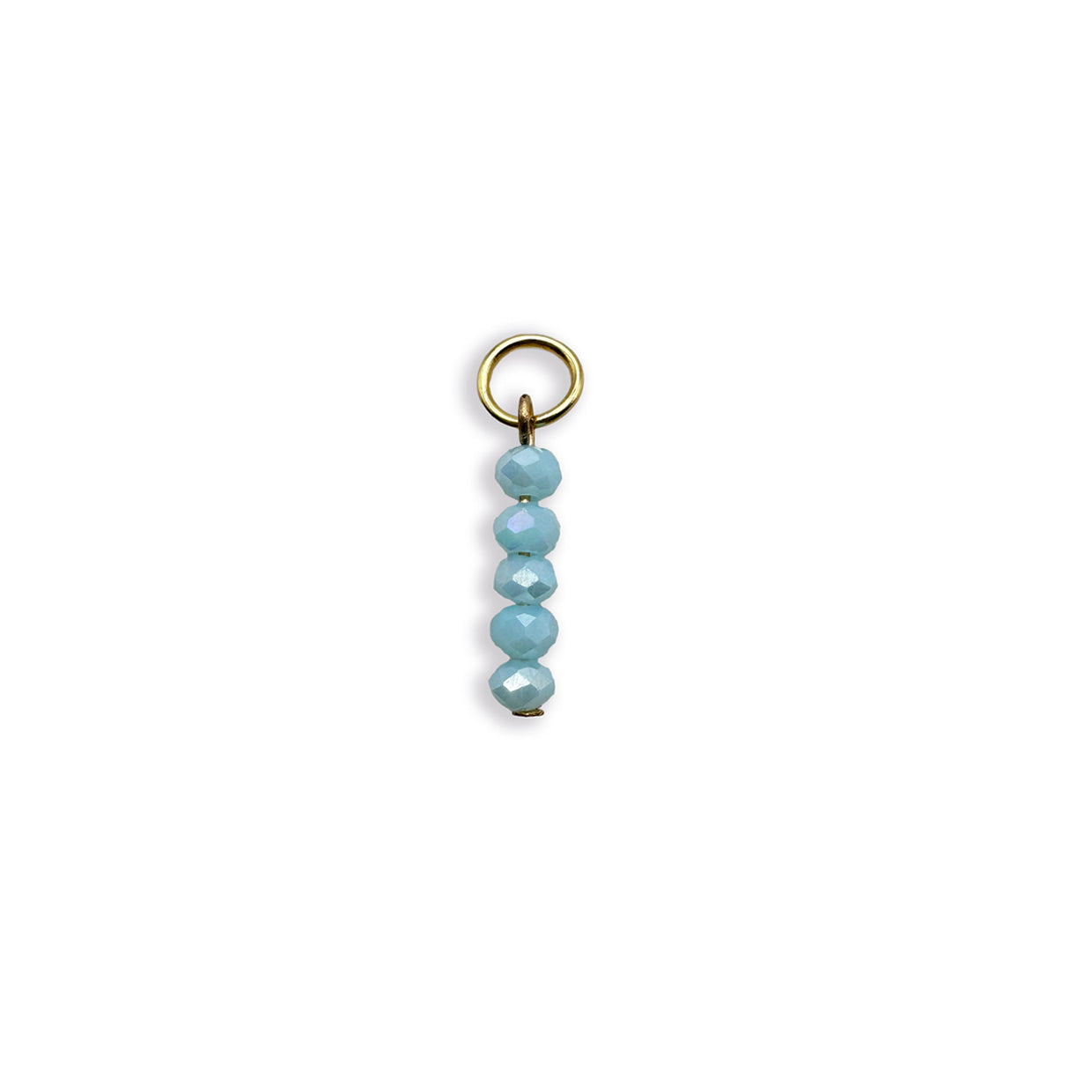 Light Blue Beaded Charm - Gold