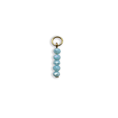 Light Blue Beaded Charm - Gold