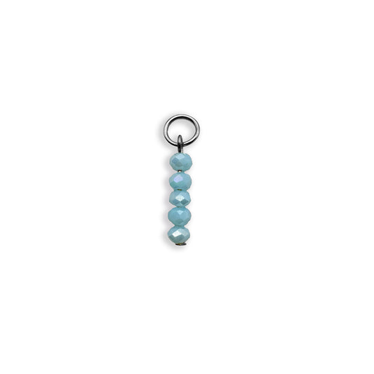 Light Blue Beaded Charm - Silver