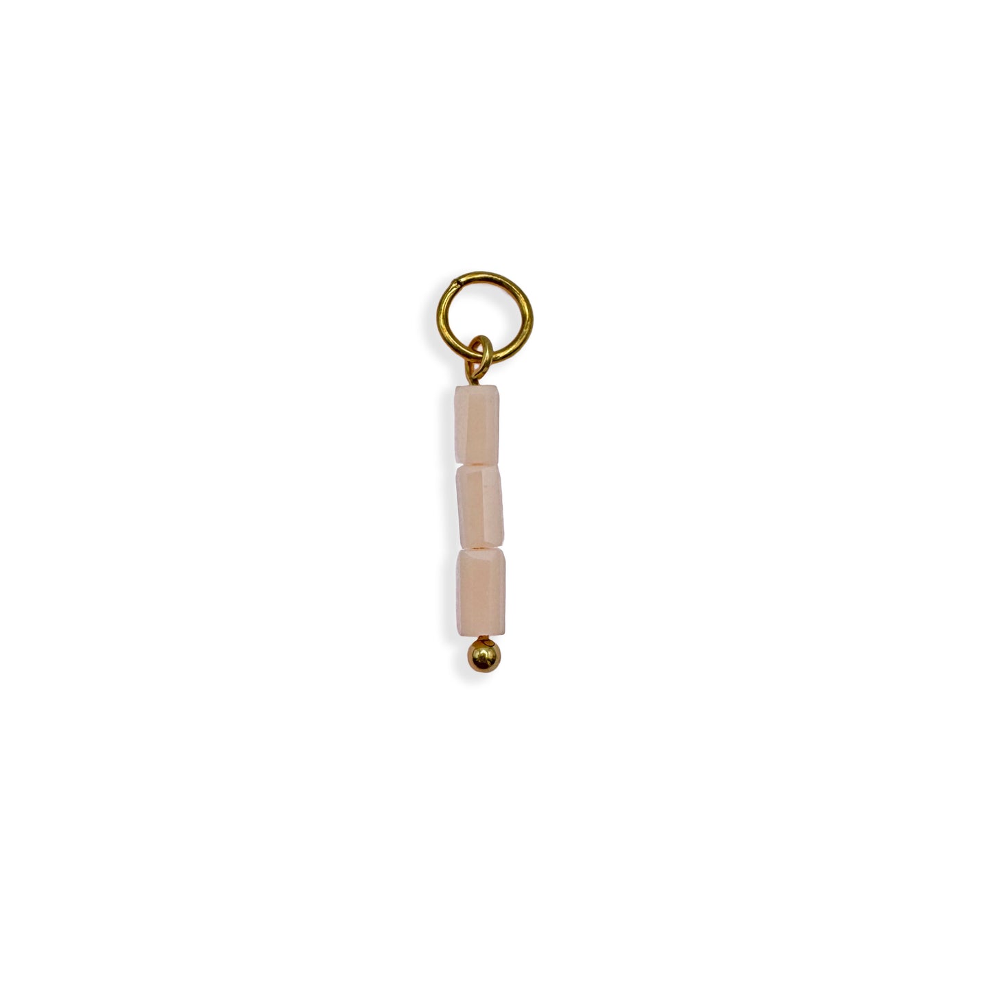 Light Pink Cuboid Beaded Charm - Gold