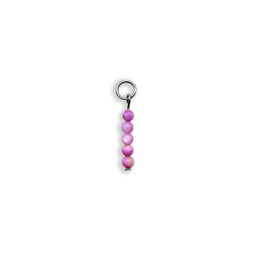 Lilac Jade Beaded Charm - Silver