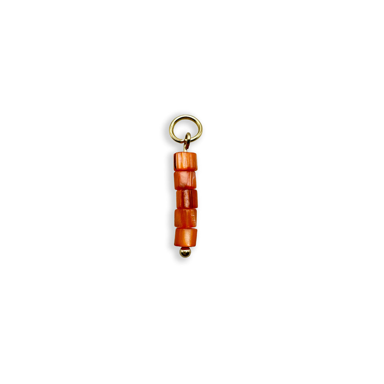 Orange Beaded Charm - Gold