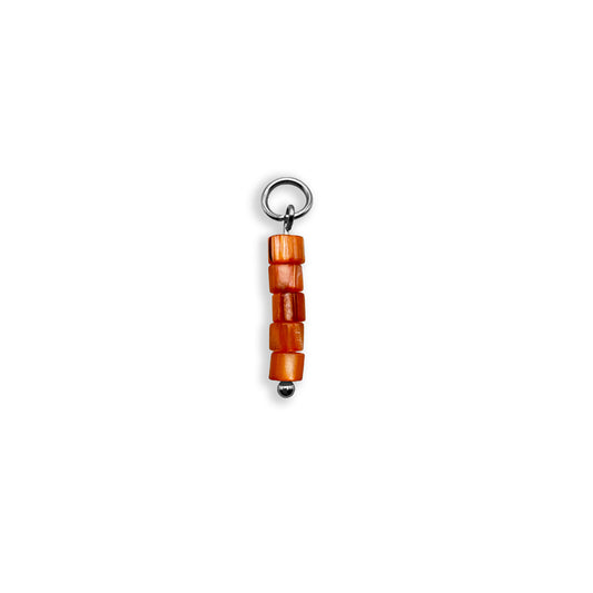 Orange Beaded Charm - Silver