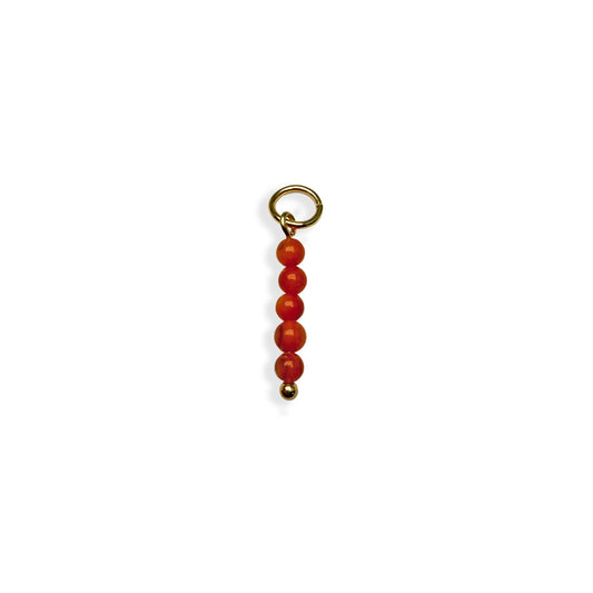 Orange Pearl Beaded Charm - Gold