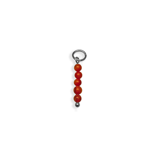 Orange Pearl Beaded Charm - Silver