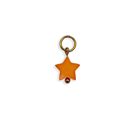 Orange Star Pearl Charm - Gold