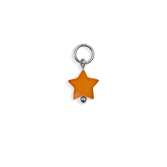 Orange Star Pearl Charm - Silver