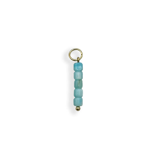 Blue Beaded Charm - Gold