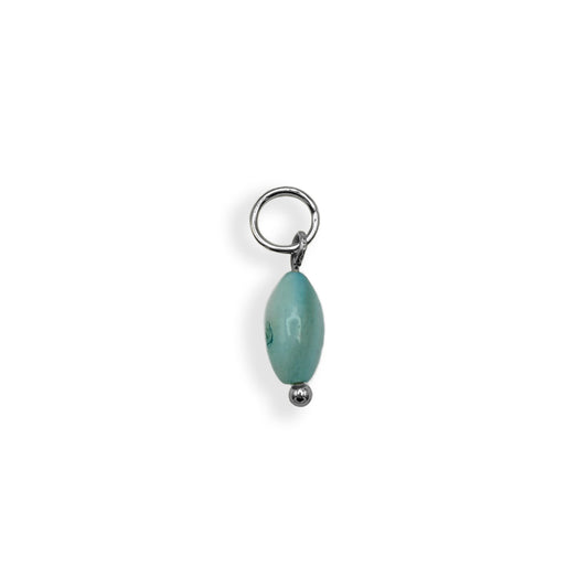 Blue Pearl Charm - Silver