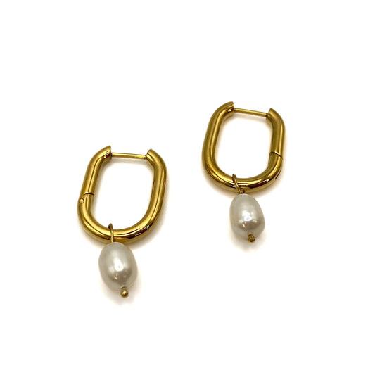 Pearl Drop Hoops