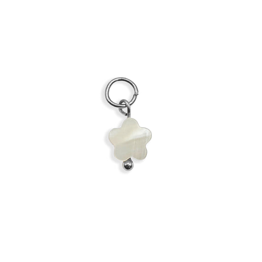 Mini Flower Pearl Charm - Silver