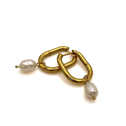 Pearl Drop Hoops