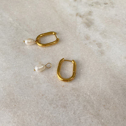 Pearl Drop Hoops