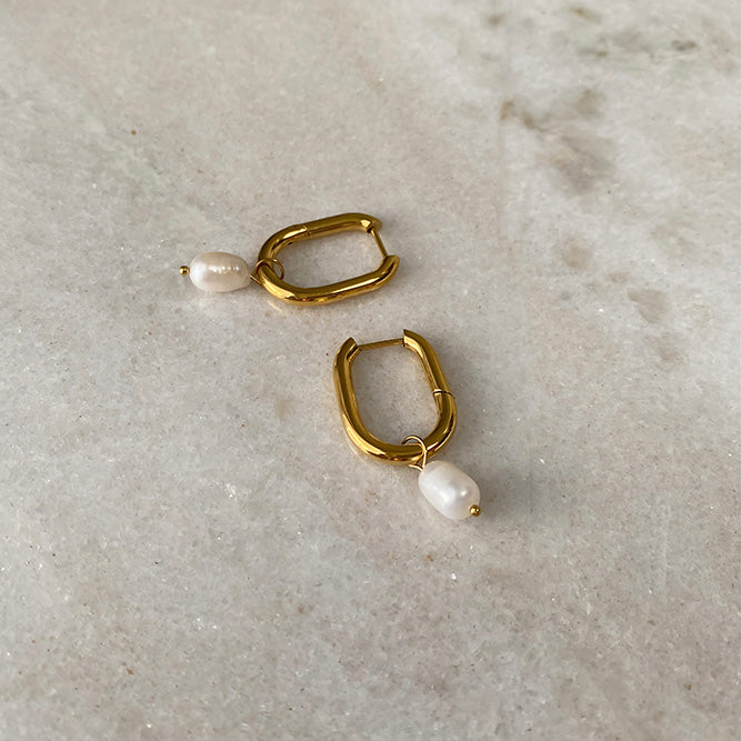 Pearl Drop Hoops